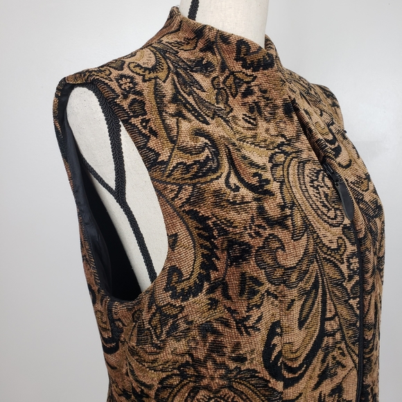 Vintage Emil Rutenberg Collection Brown & Black Paisley Tapestry Full Zip Vest L - Picture 7 of 15